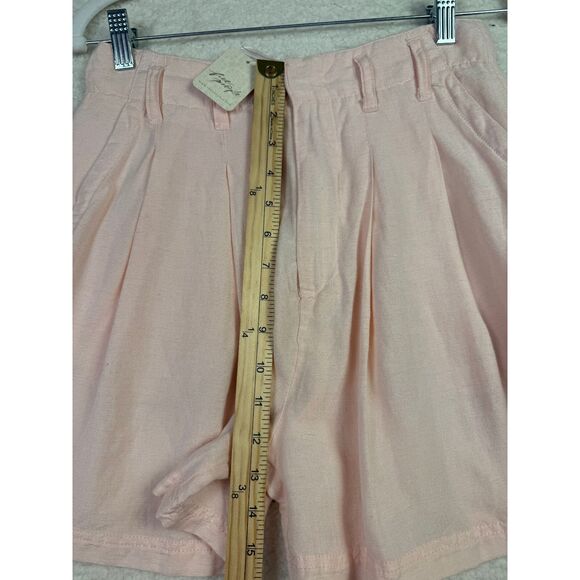 FREE PEOPLE Calla Linen High Waist Bermuda Shorts Sz 2 Pink NEW Coastal Grandma - Picture 5 of 10
